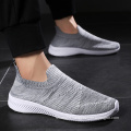 Wholesale new arrival fashion lightweight plain color fly knit slip on men's shoes in summer,shoes- for man,man shoe